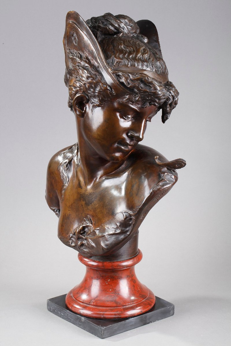 Bust Of "psyche" In Patinated Bronze, By Boyer And Rolland