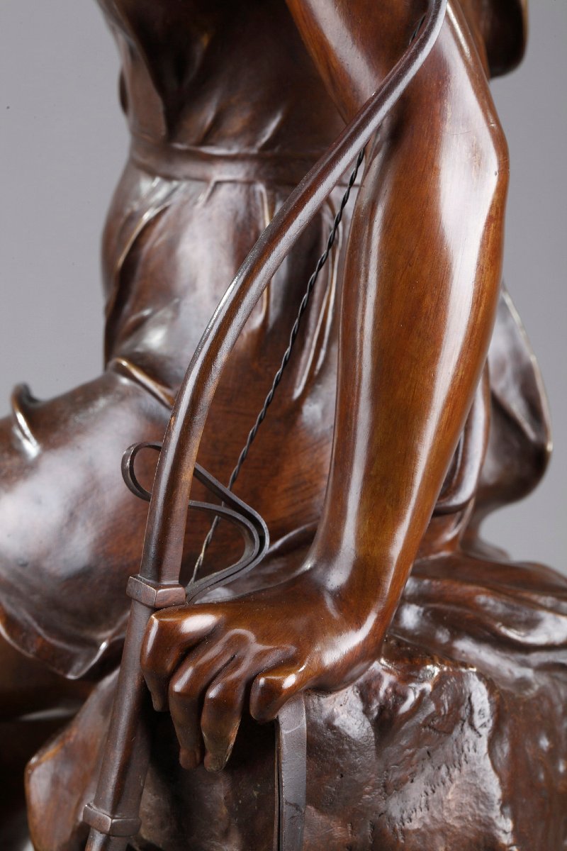 "Nymphe de Diane" en bronze, d'après Lucie Signoret-Ledieu -photo-1