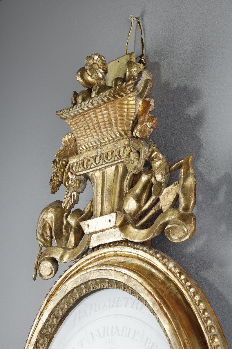 Gilded Wooden Réaumur Barometer-thermometer, Louis XVI Period-photo-2