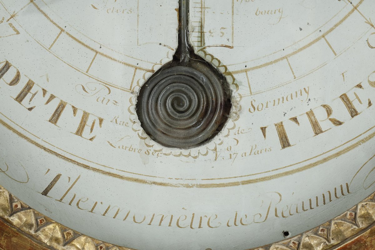 Gilded Wooden Réaumur Barometer-thermometer, Louis XVI Period-photo-4