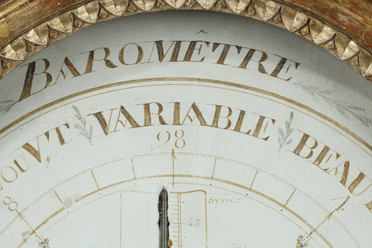 Gilded Wooden Réaumur Barometer-thermometer, Louis XVI Period-photo-6