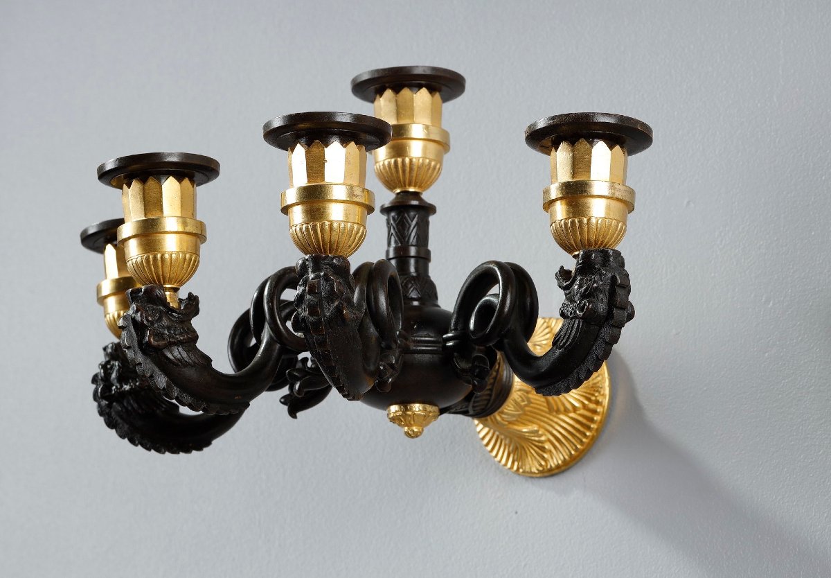 Paires d'appliques d'époque restauration en bronze-photo-3