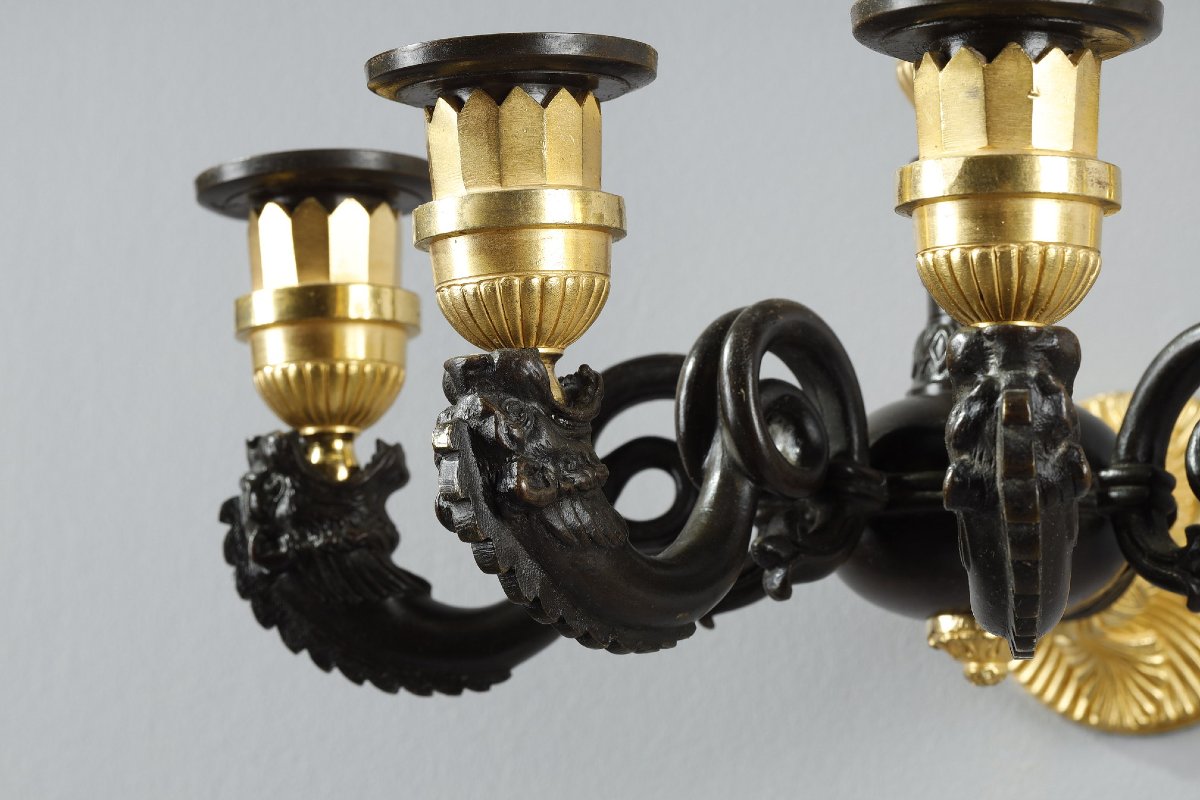 Paires d'appliques d'époque restauration en bronze-photo-5