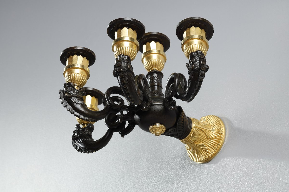 Paires d'appliques d'époque restauration en bronze-photo-8
