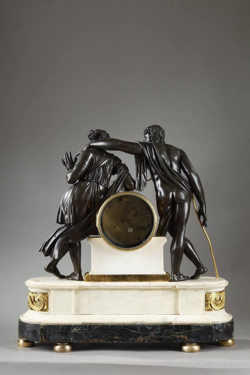 Pendule Diane Chasseresse et Actéon, d'époque Louis XVI-photo-4