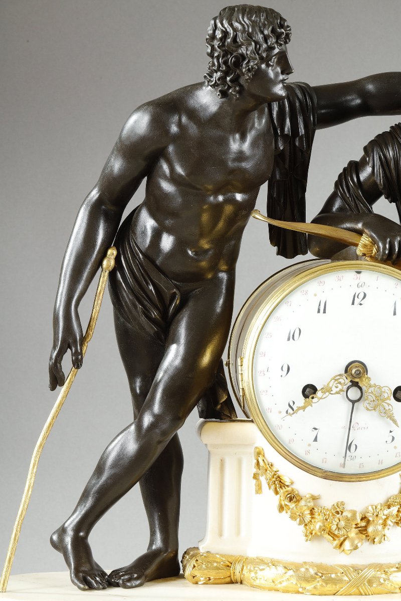 Pendule Diane Chasseresse et Actéon, d'époque Louis XVI-photo-2