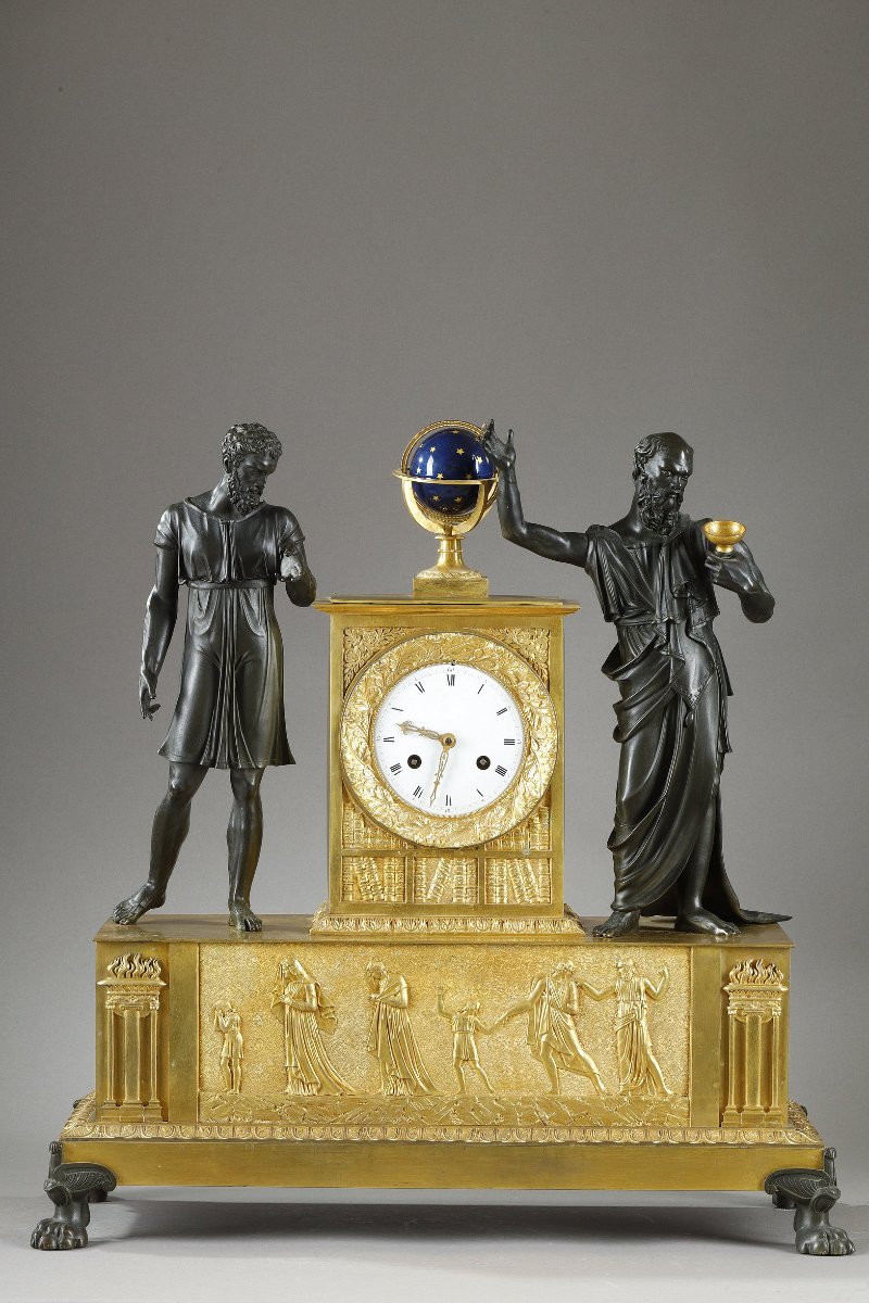Grande Pendule de cheminée  Socrate buvant la Ciguë