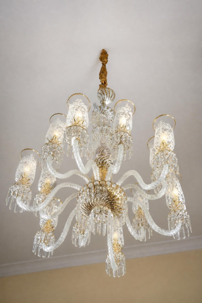 Murano Glass Chandelier With Gold Accents-photo-4