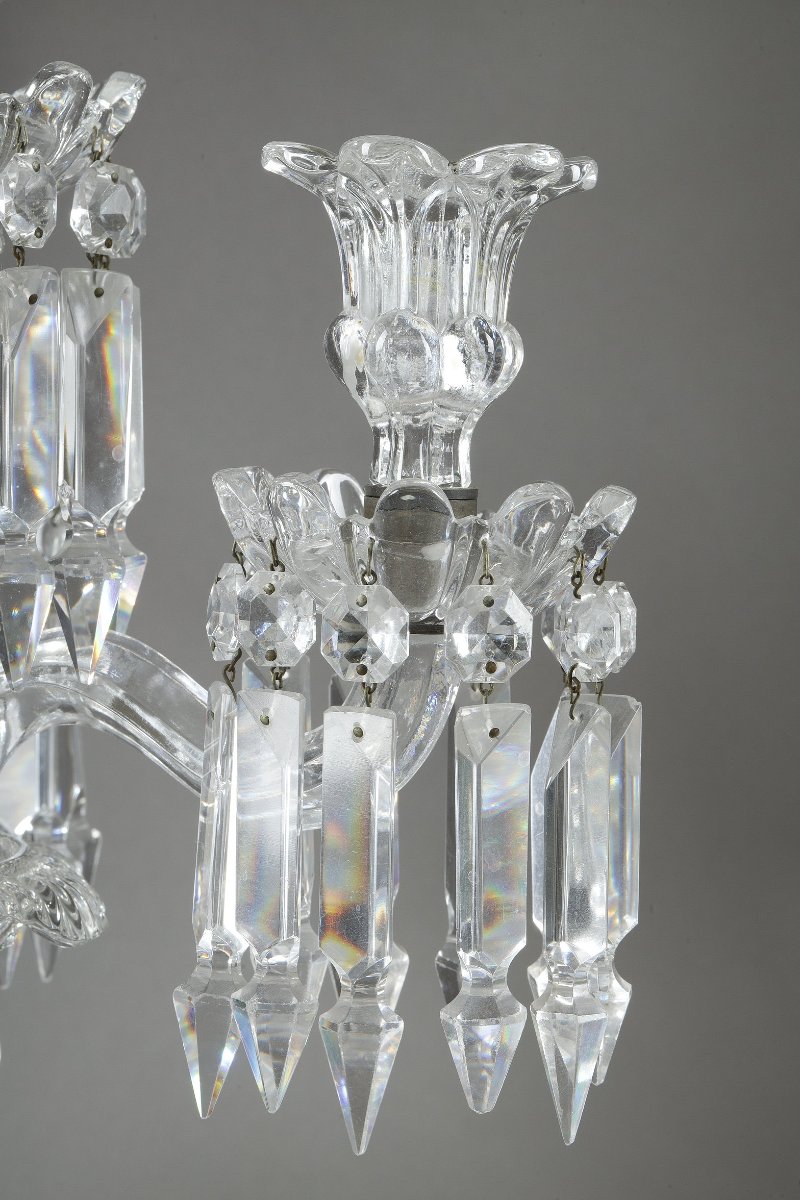 Pair Of Four-light Baccarat Candelabras Made Of Molded Crystal-photo-6