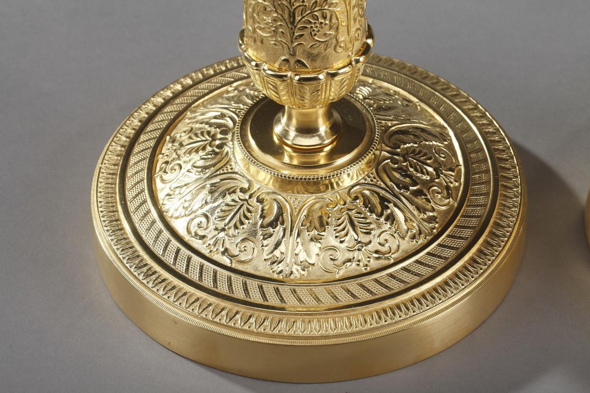 Early 19th Century Restauration Ormolu Candlesticks-photo-4