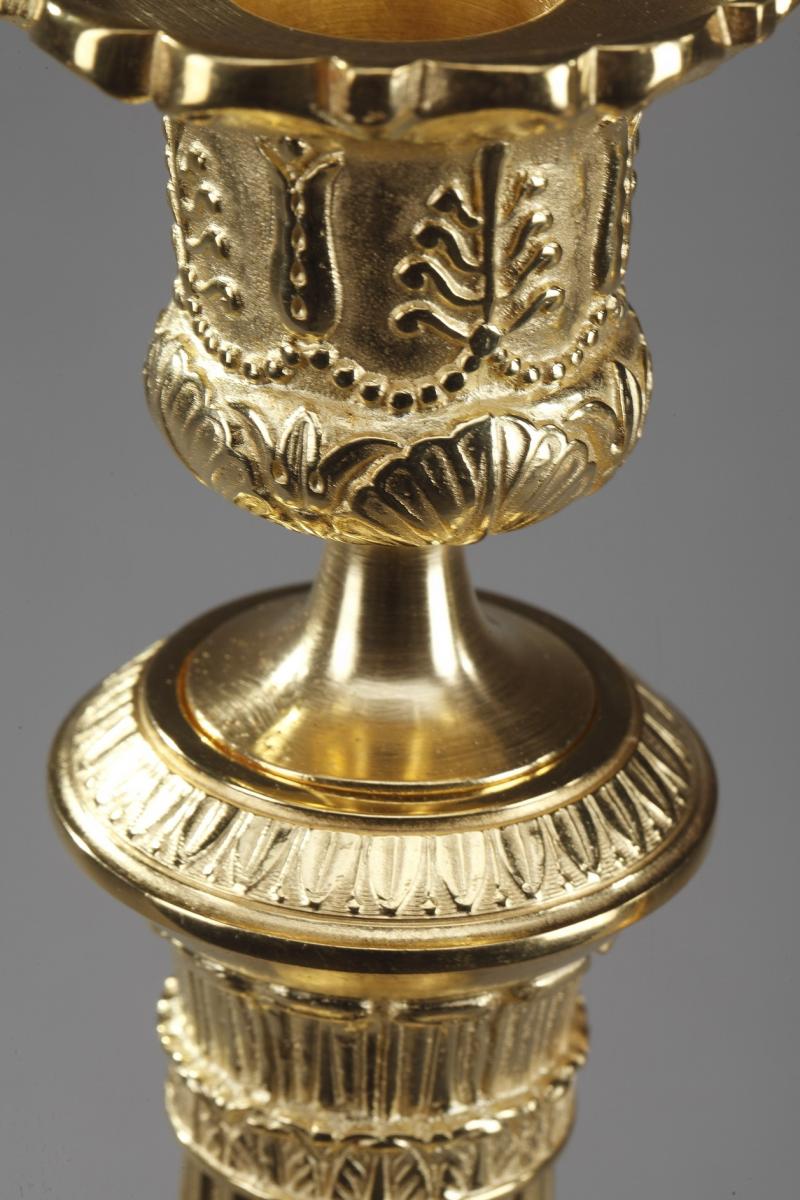 Early 19th Century Restauration Ormolu Candlesticks-photo-5