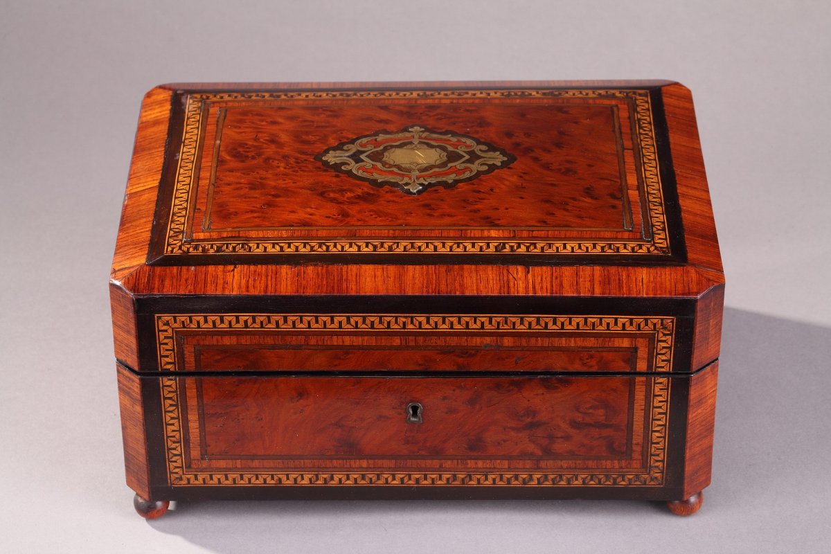 Napoleon III Burl Wood Sewing Box-photo-2