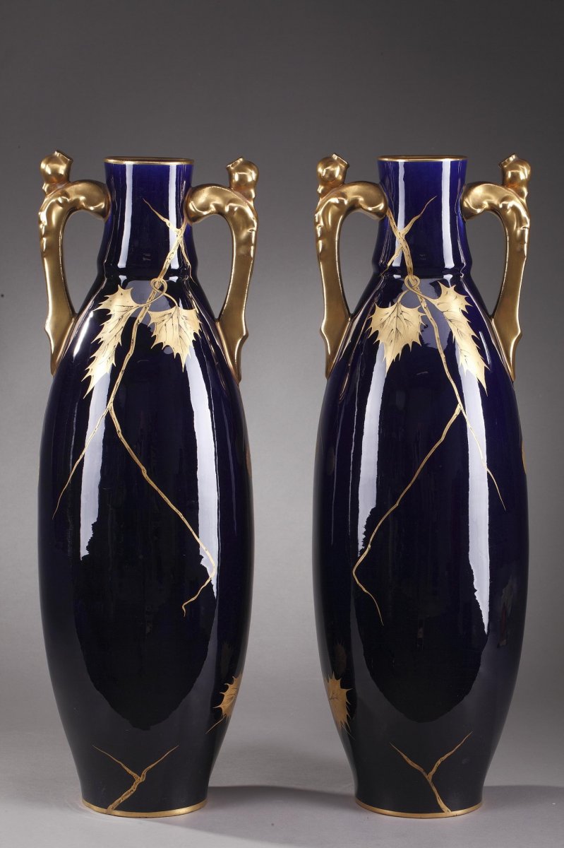 Grande Paire De Vases De Gustave Asch-photo-2