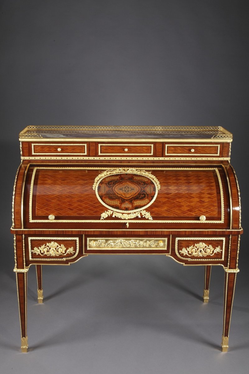 Rolltop Desk After Jean-henri Riesener Attributed To Maison Beurdeley-photo-3