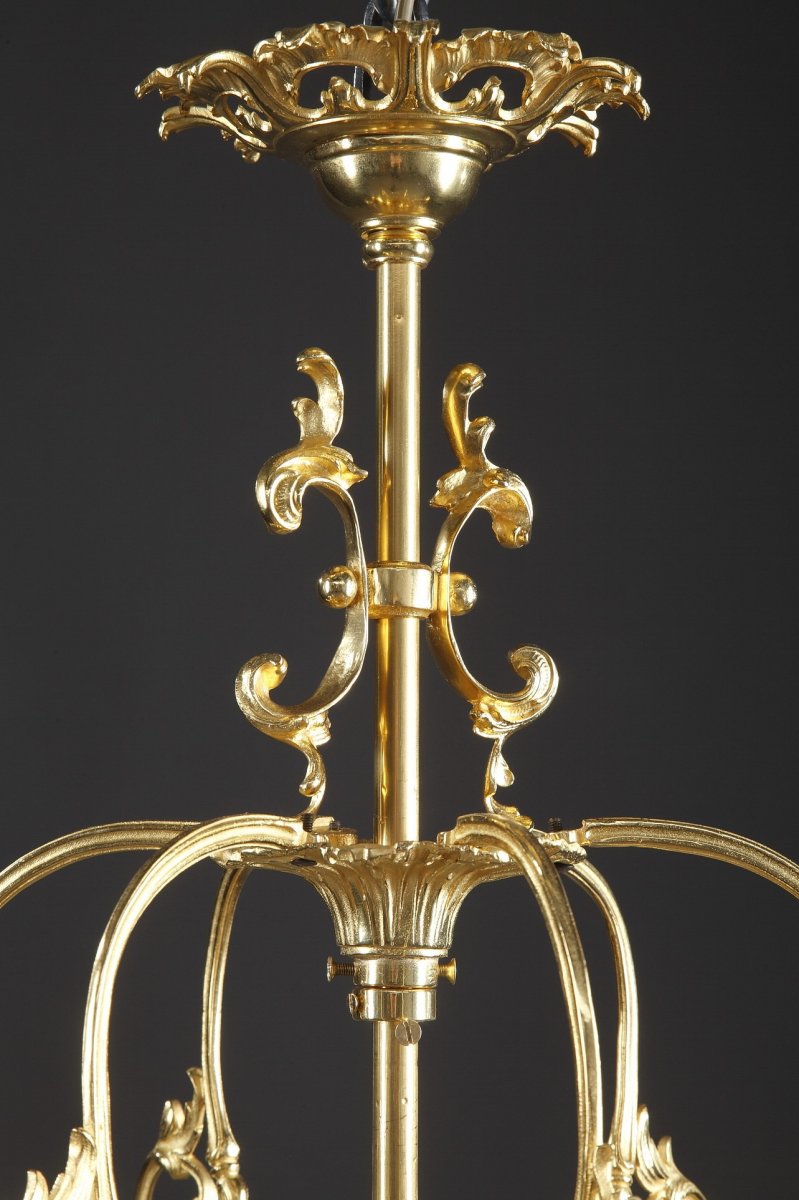 Grande Lanterne De Style Louis XV En Bronze Doré-photo-3
