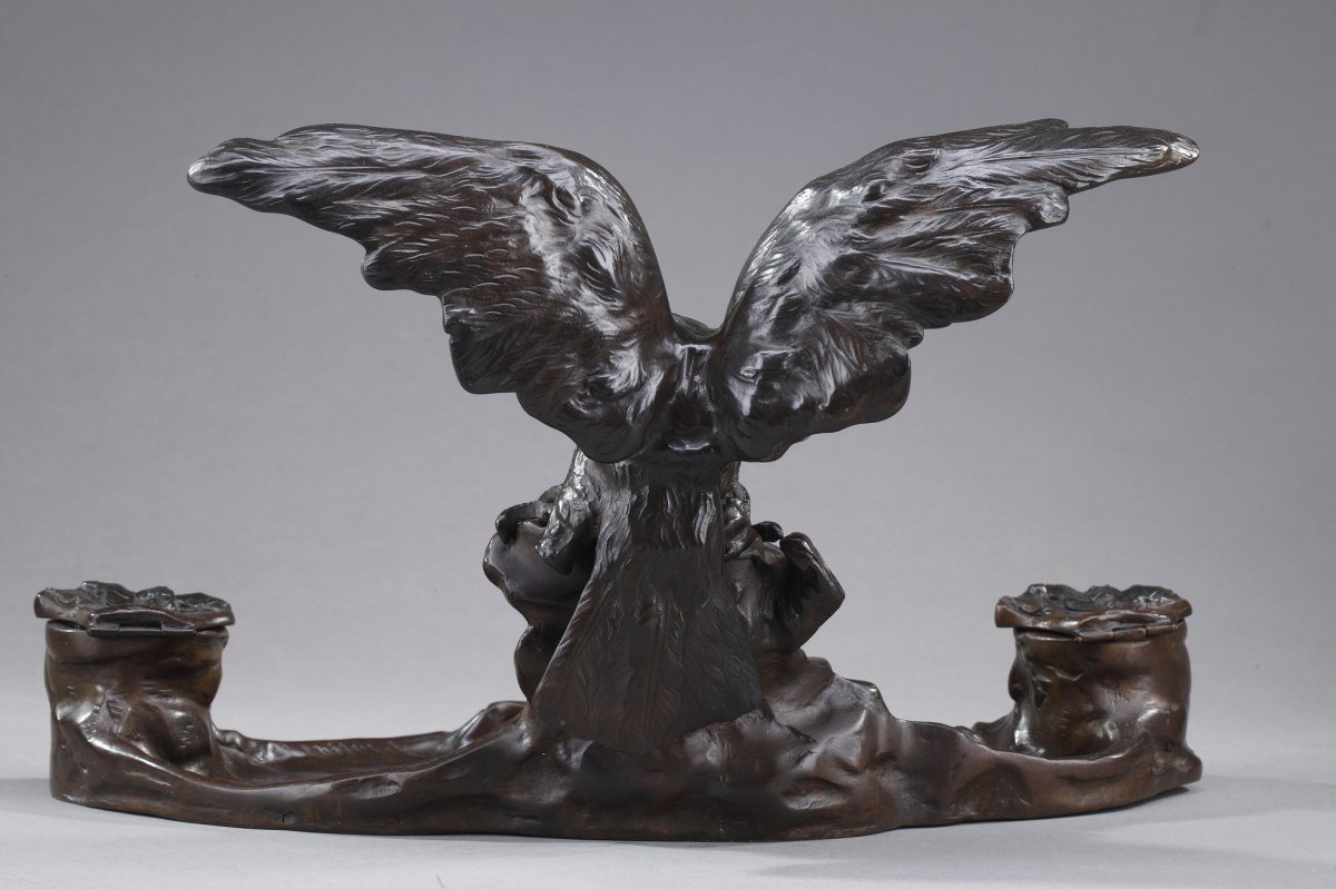 Encrier Art Nouveau En Bronze d'Albert Marionnet (1852-1912)-photo-5