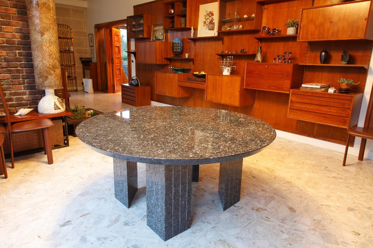 Large Round Table In Granite 10 Seats-photo-2
