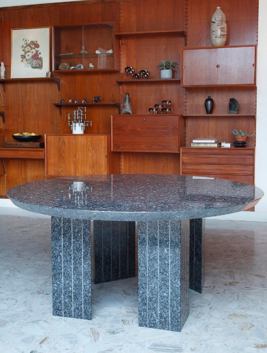 Large Round Table In Granite 10 Seats-photo-1