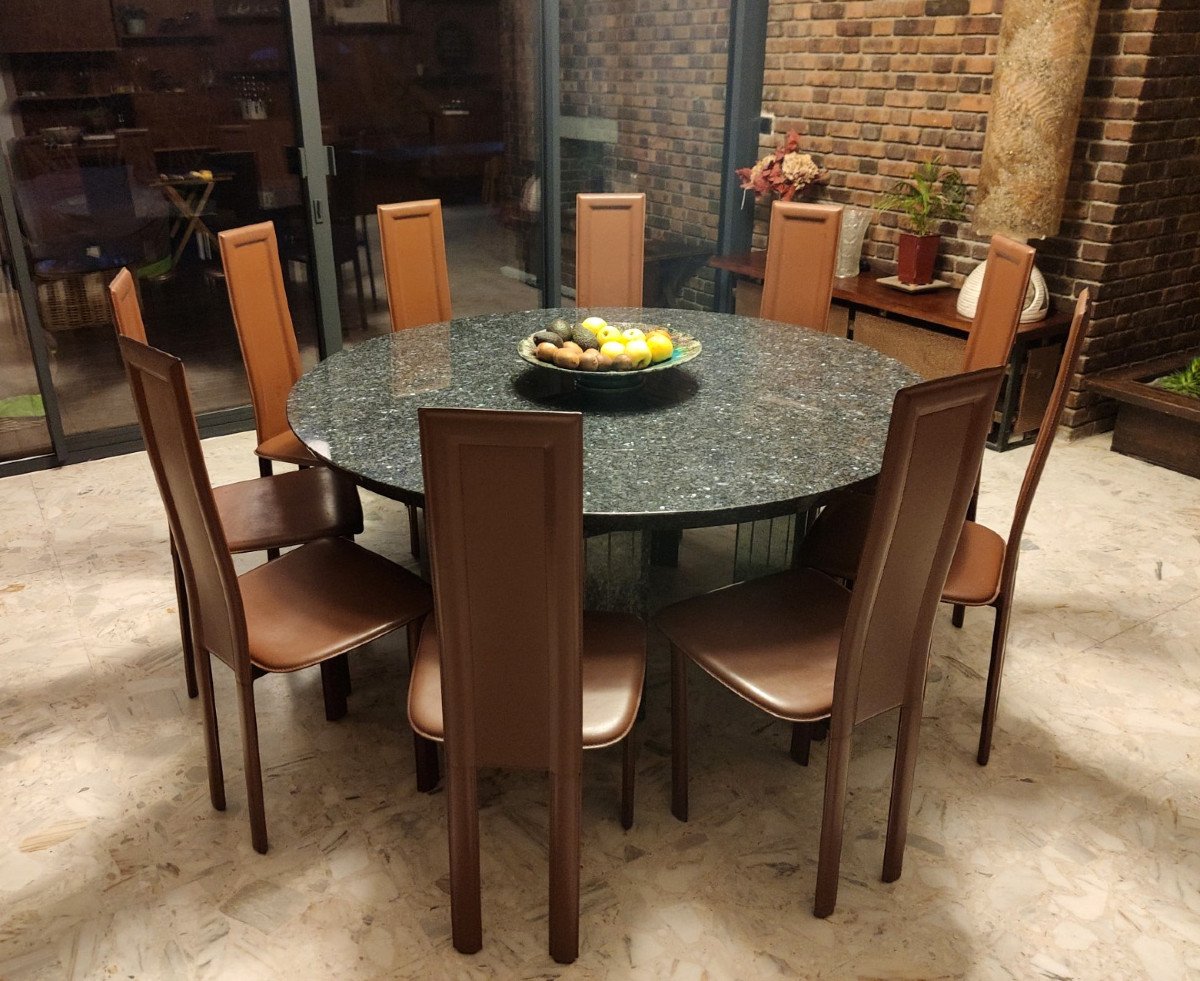 Large Round Table In Granite 10 Seats-photo-4