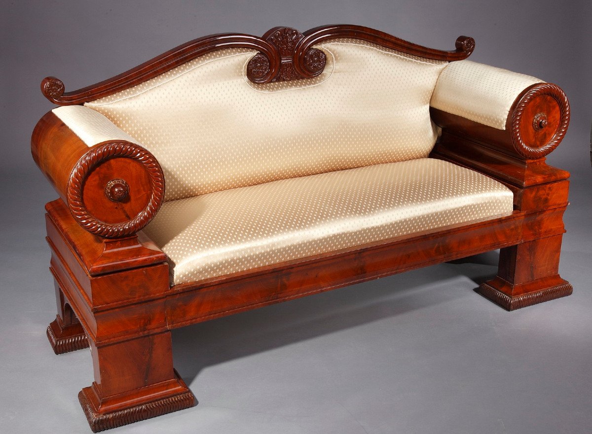 Canapé Biedermeier En Acajou, Autriche 1830-photo-3