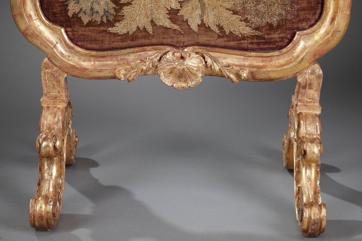 Giltwood Fire Screen In Louis XV-style, Charles Mauricheau-beaupré Collection-photo-2