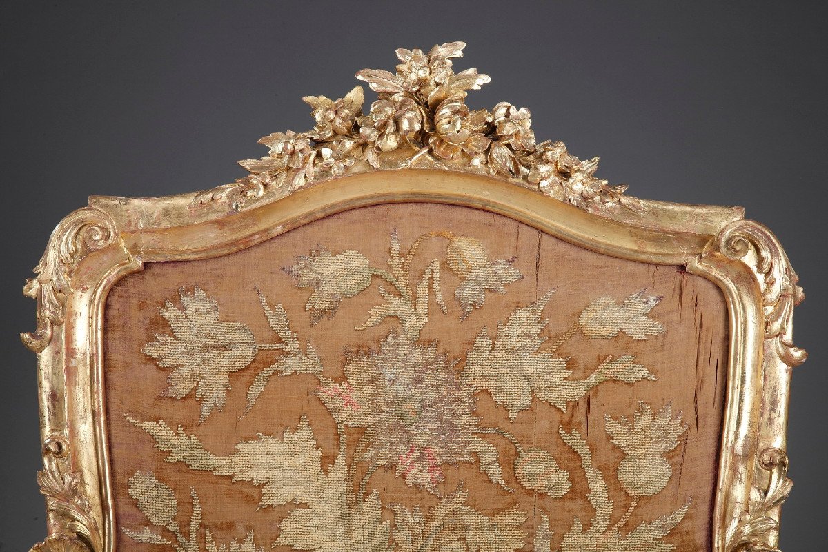 Giltwood Fire Screen In Louis XV-style, Charles Mauricheau-beaupré Collection-photo-3