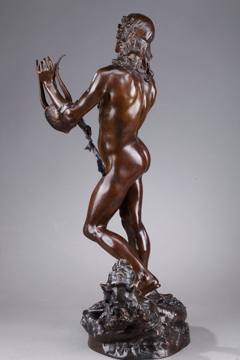 Bronze Statue: Orpheus And Cerberus By Edme Antony Paul Noël (1845-1909)-photo-3