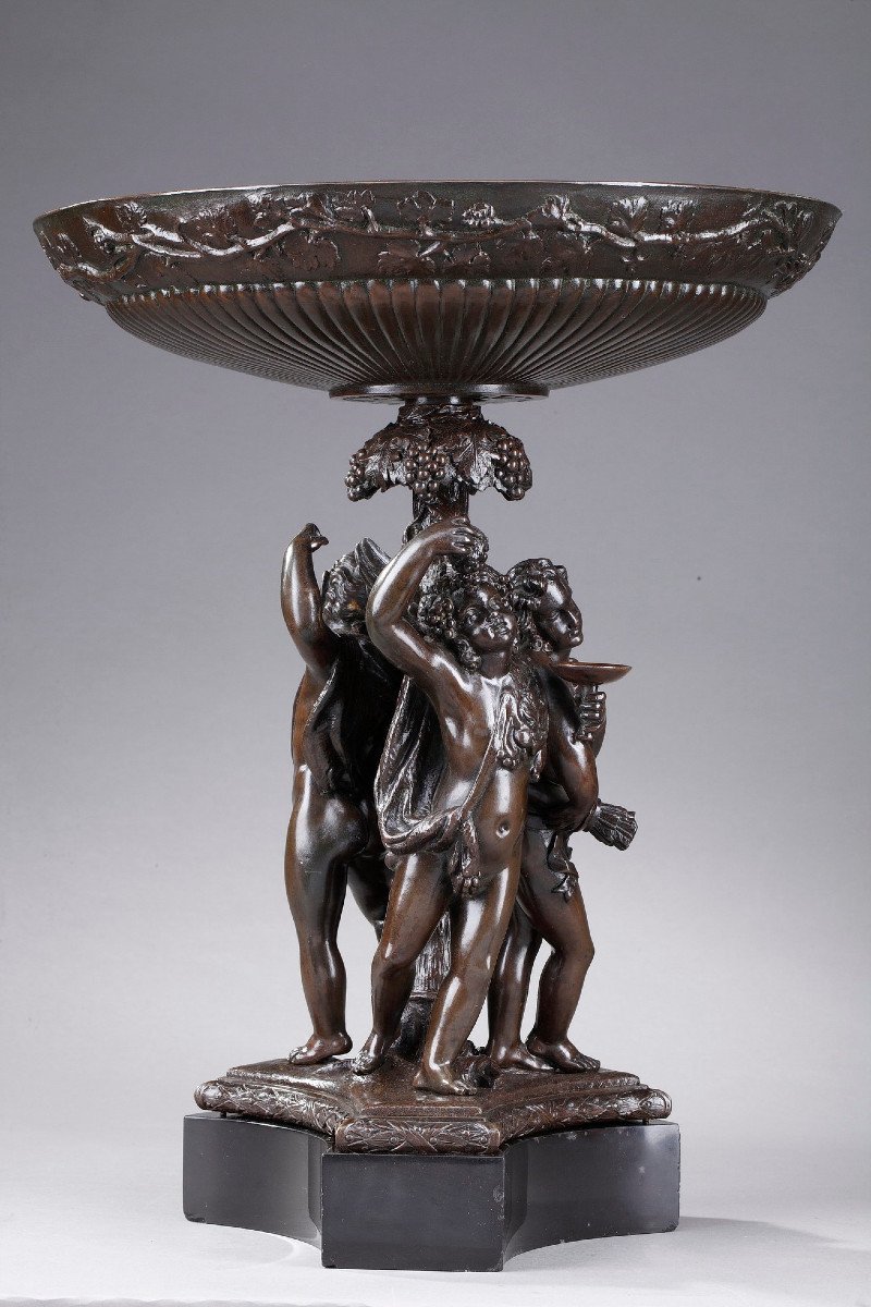 Coupe En Bronze Et Marbre à Sujet Mythologique-photo-2