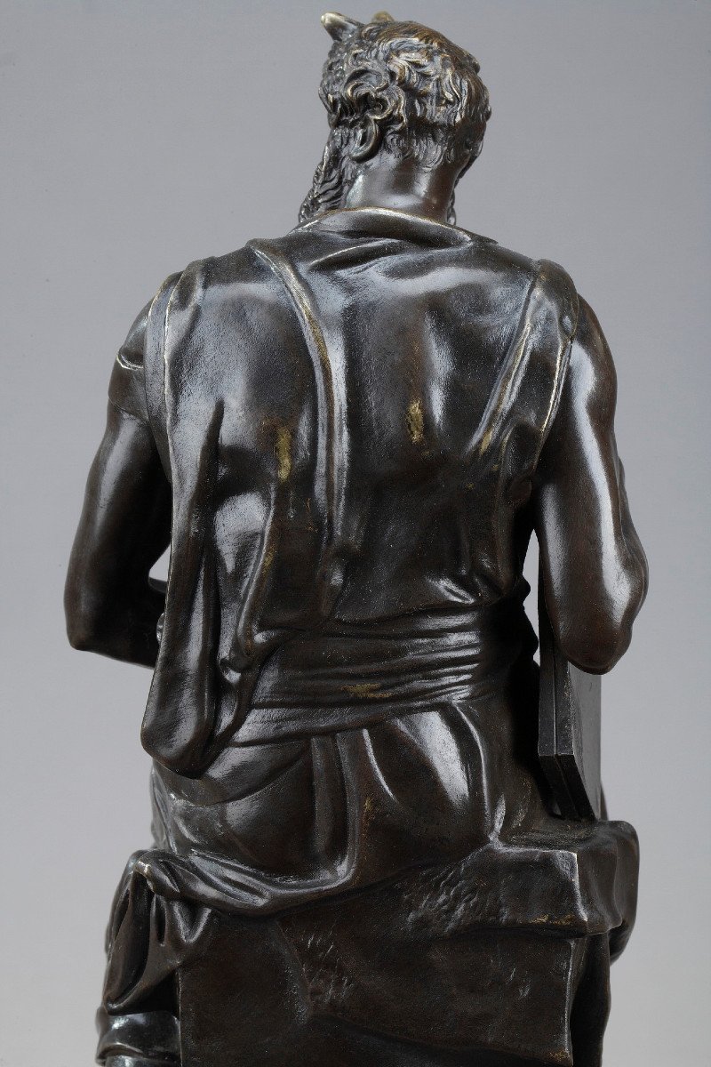 Marble Inkwell: Moses By Michelangelo, Napoleon III Period-photo-7