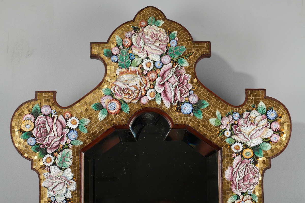 Miroir En Micro-mosaïque, Venise, Fin Du XIXème Siècle-photo-3