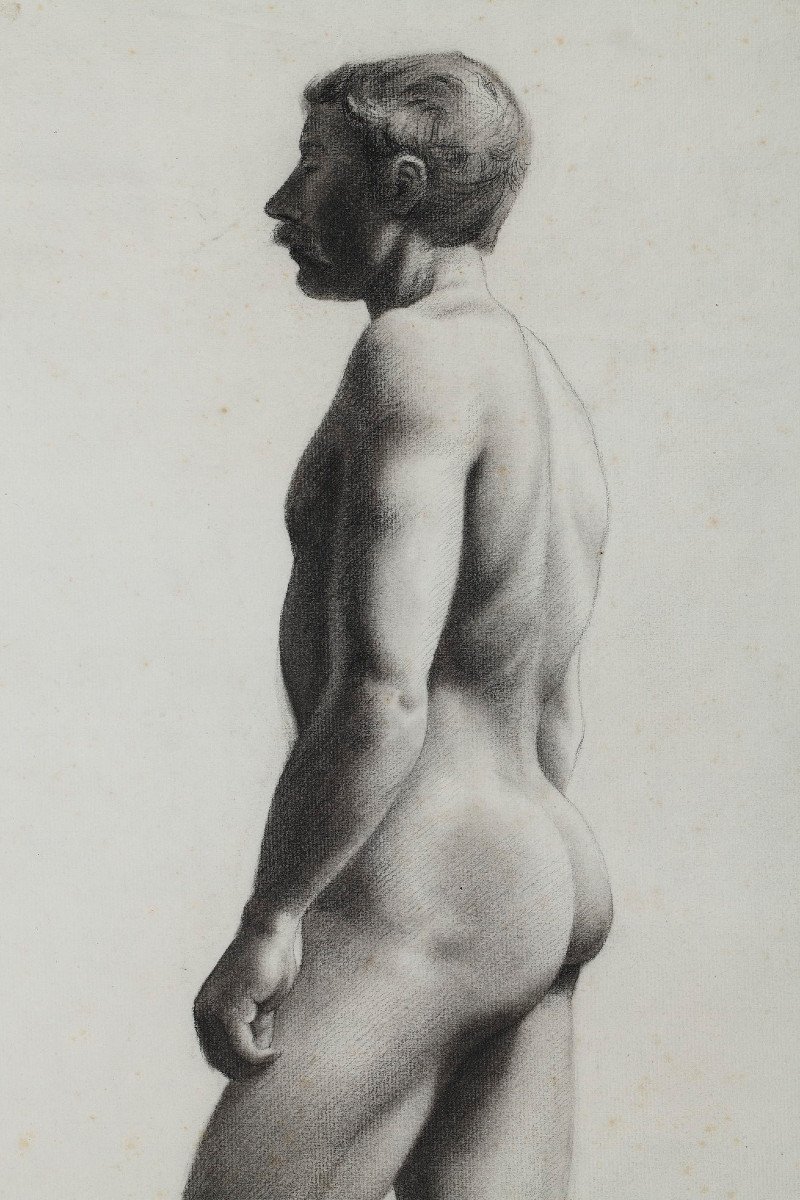 4 Nude Drawings After A Live Model By V. Geoffroy, Circa 1895-photo-2