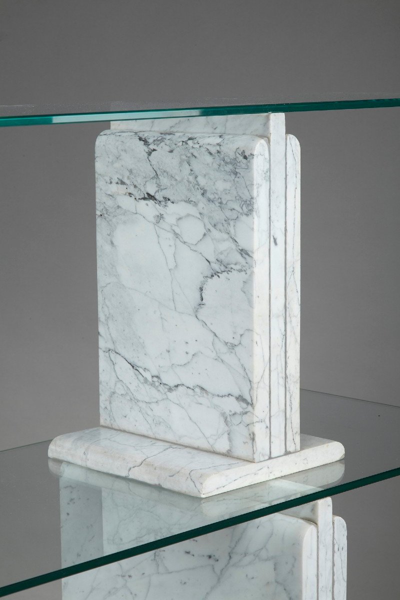 Carrara Marble Bookcase With Glass Shelves-photo-4