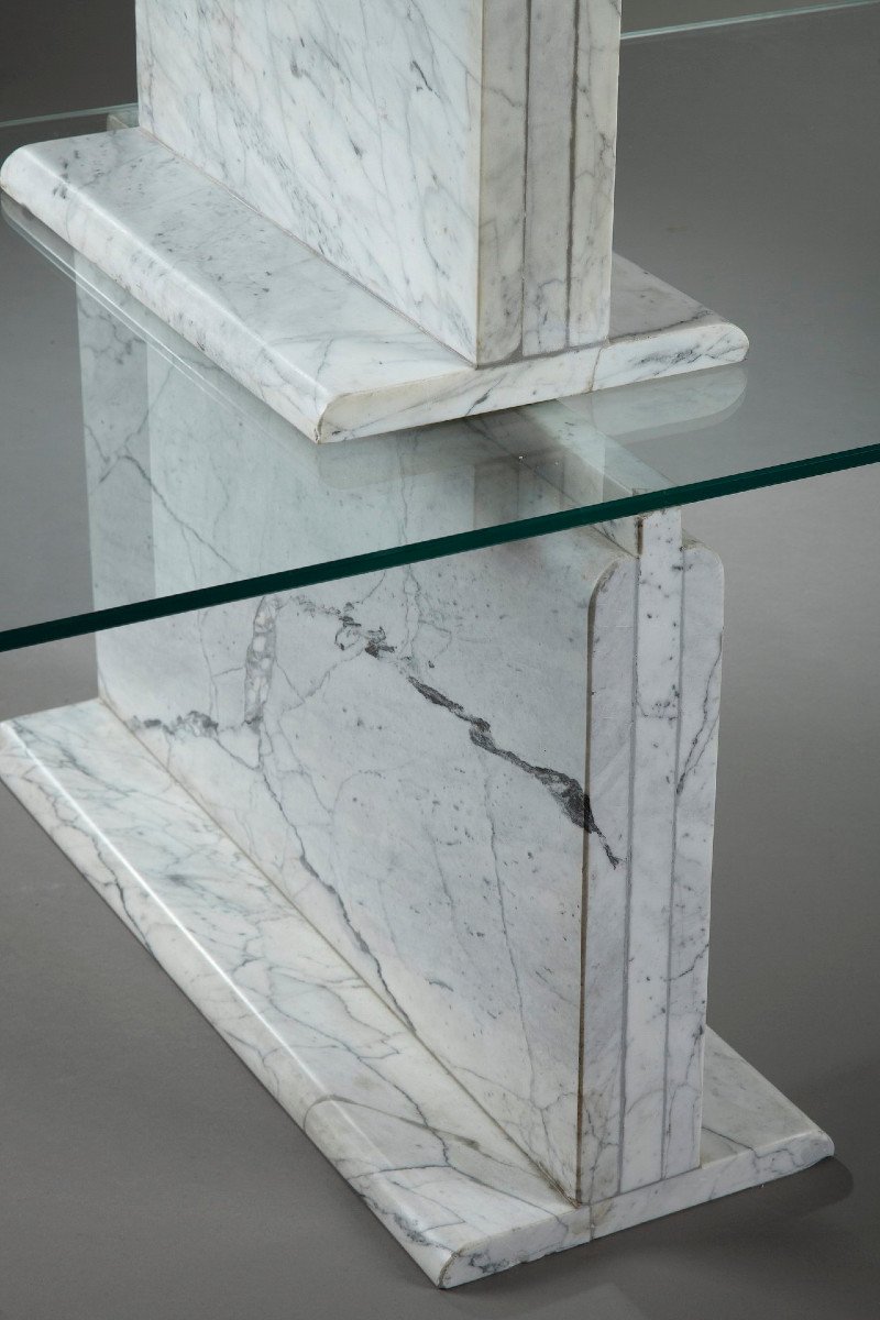Carrara Marble Bookcase With Glass Shelves-photo-5