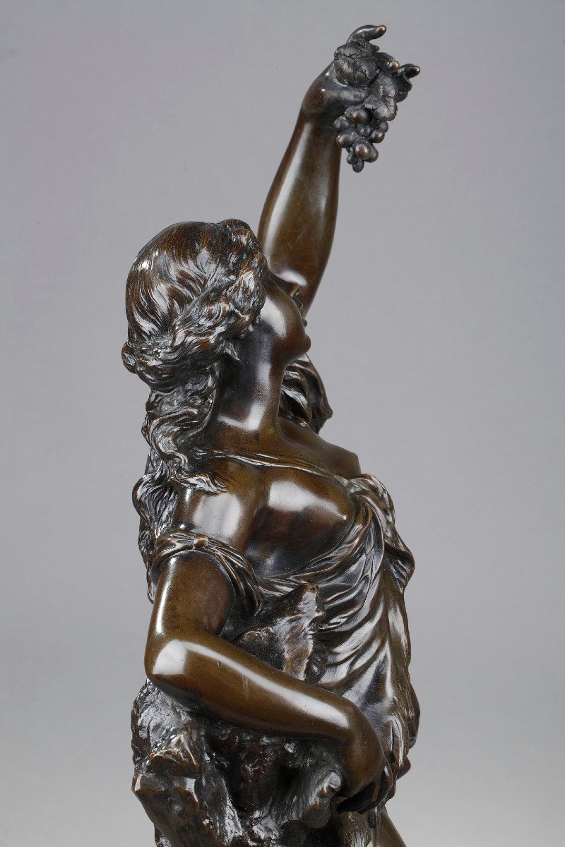 Statue En Bronze Bacchante, époque XIXe Siècle-photo-3