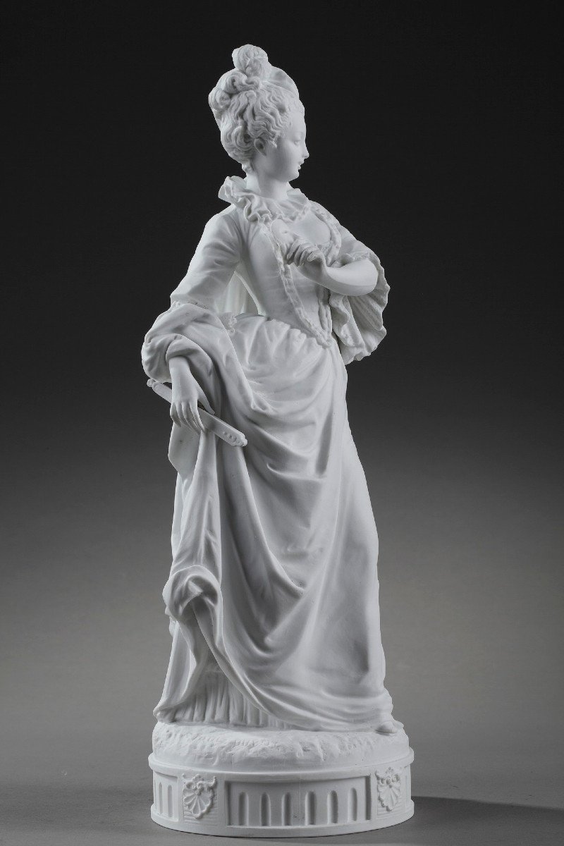 Bisque Statue: Young Girl In A Ball Gown By Paul Duboy-photo-1