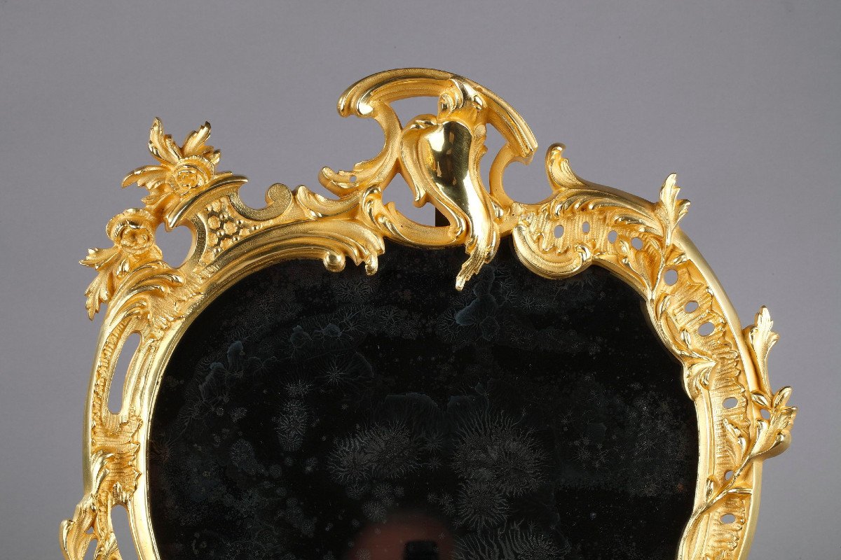 Miroir à Poser En Bronze Doré De Style Louis XV-photo-1