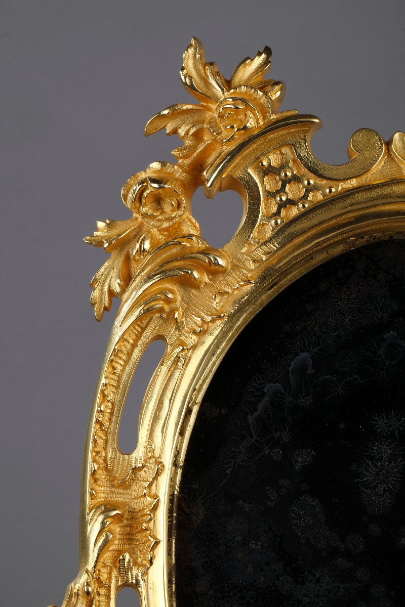 Miroir à Poser En Bronze Doré De Style Louis XV-photo-3