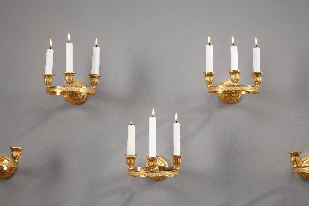 Six Appliques Charles X En Bronze Doré-photo-2