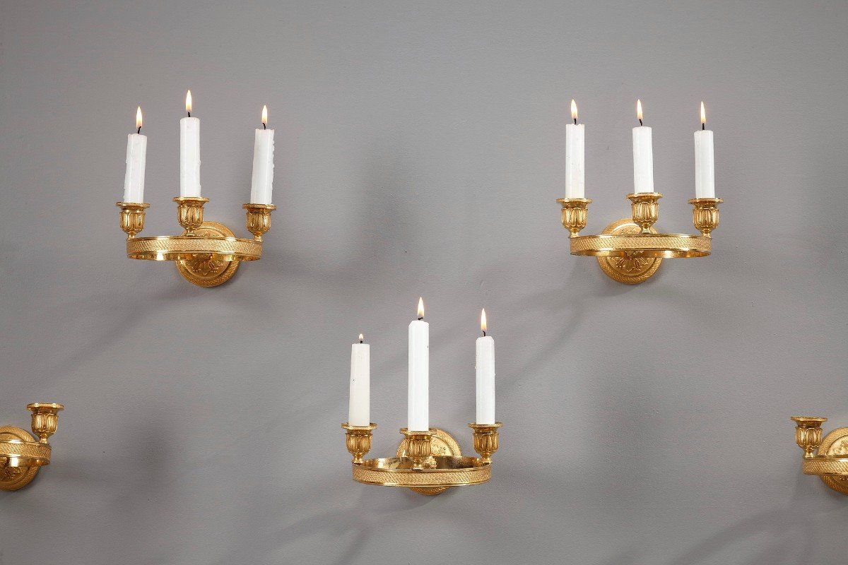 Six Charles X Gilded Bronze Wall Sconces-photo-2