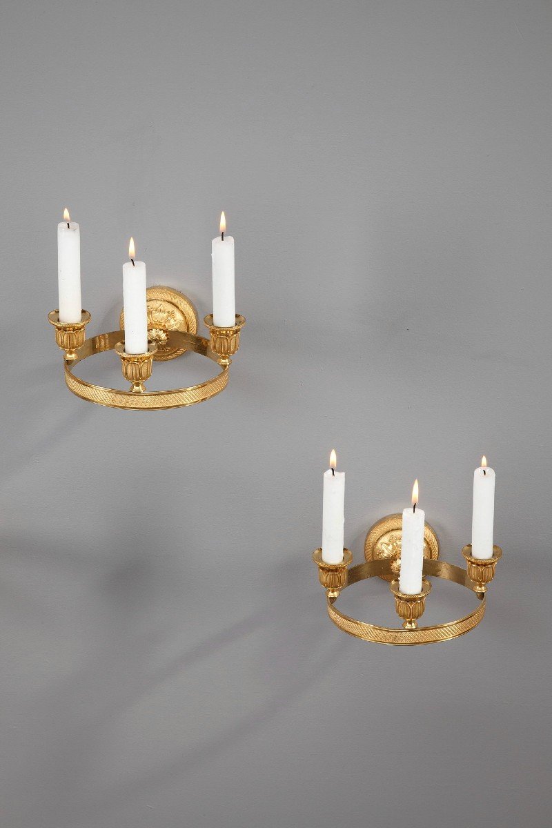 Six Charles X Gilded Bronze Wall Sconces-photo-3
