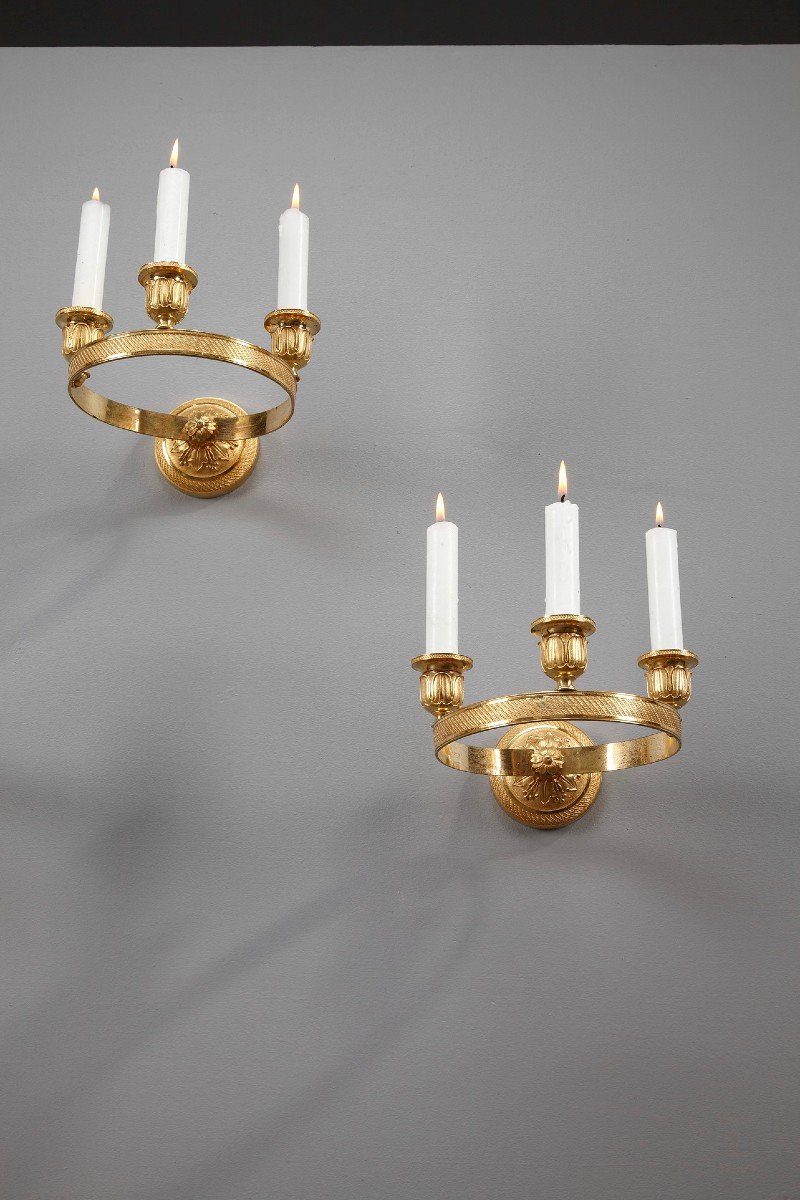 Six Charles X Gilded Bronze Wall Sconces-photo-4