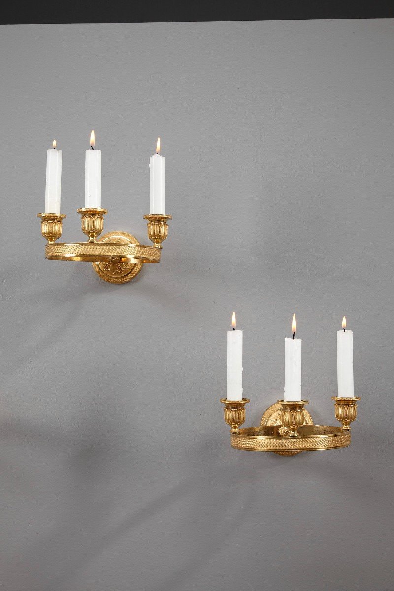 Six Appliques Charles X En Bronze Doré-photo-1