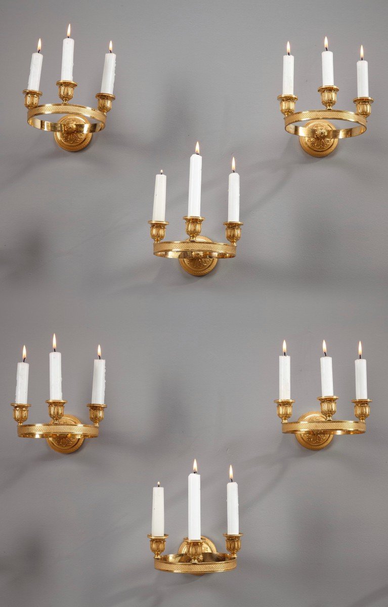 Six Appliques Charles X En Bronze Doré