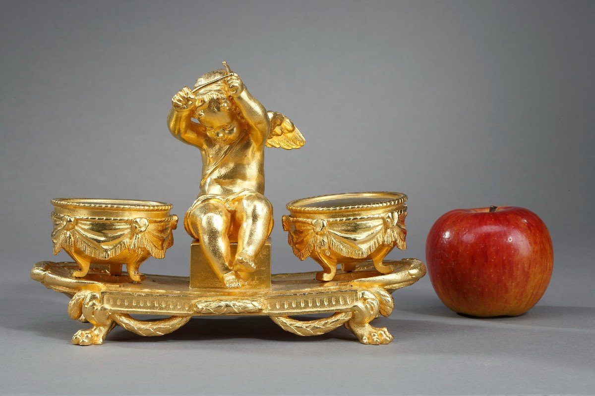 Gilt Bronze Inkwell, -photo-2