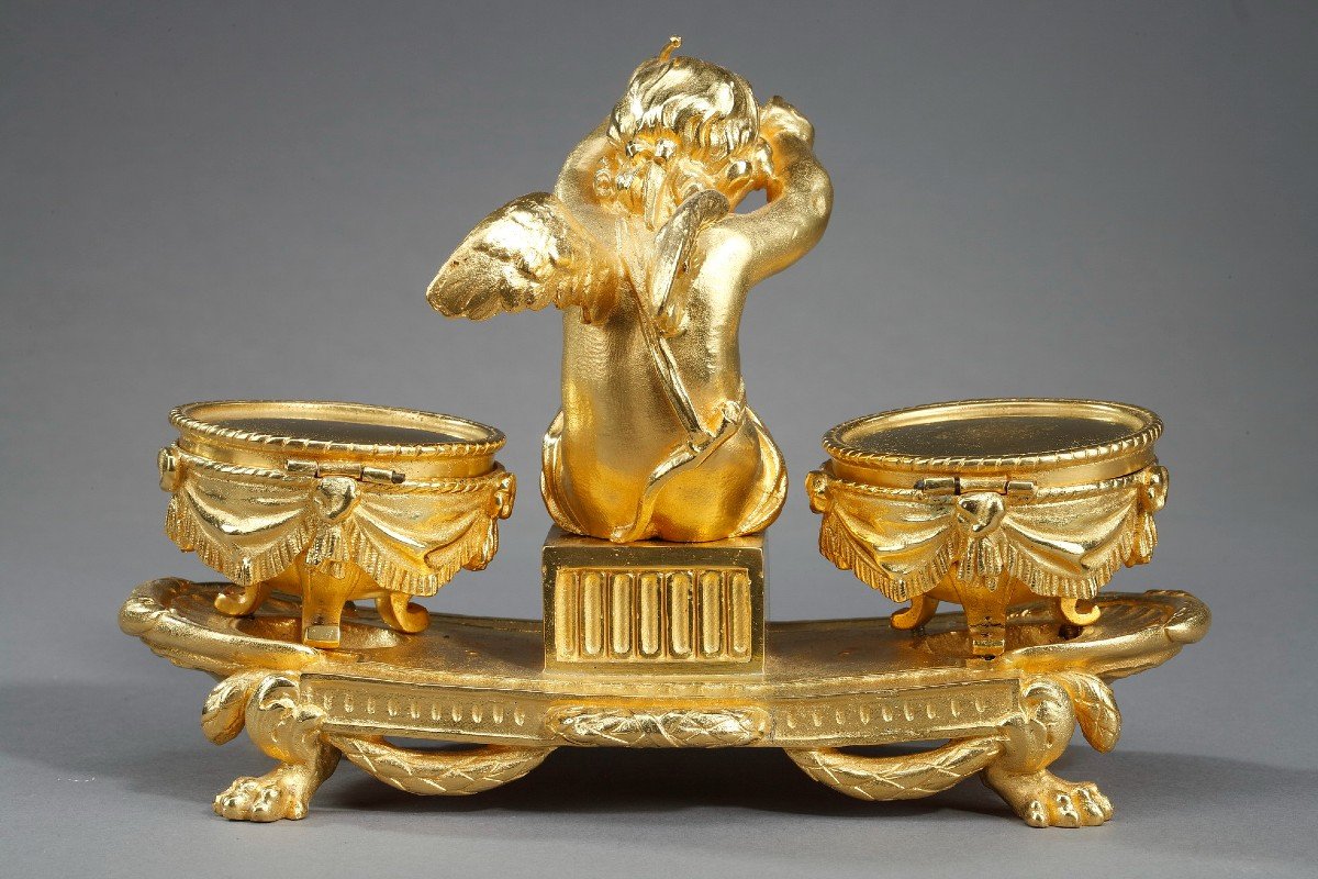 Gilt Bronze Inkwell, -photo-4