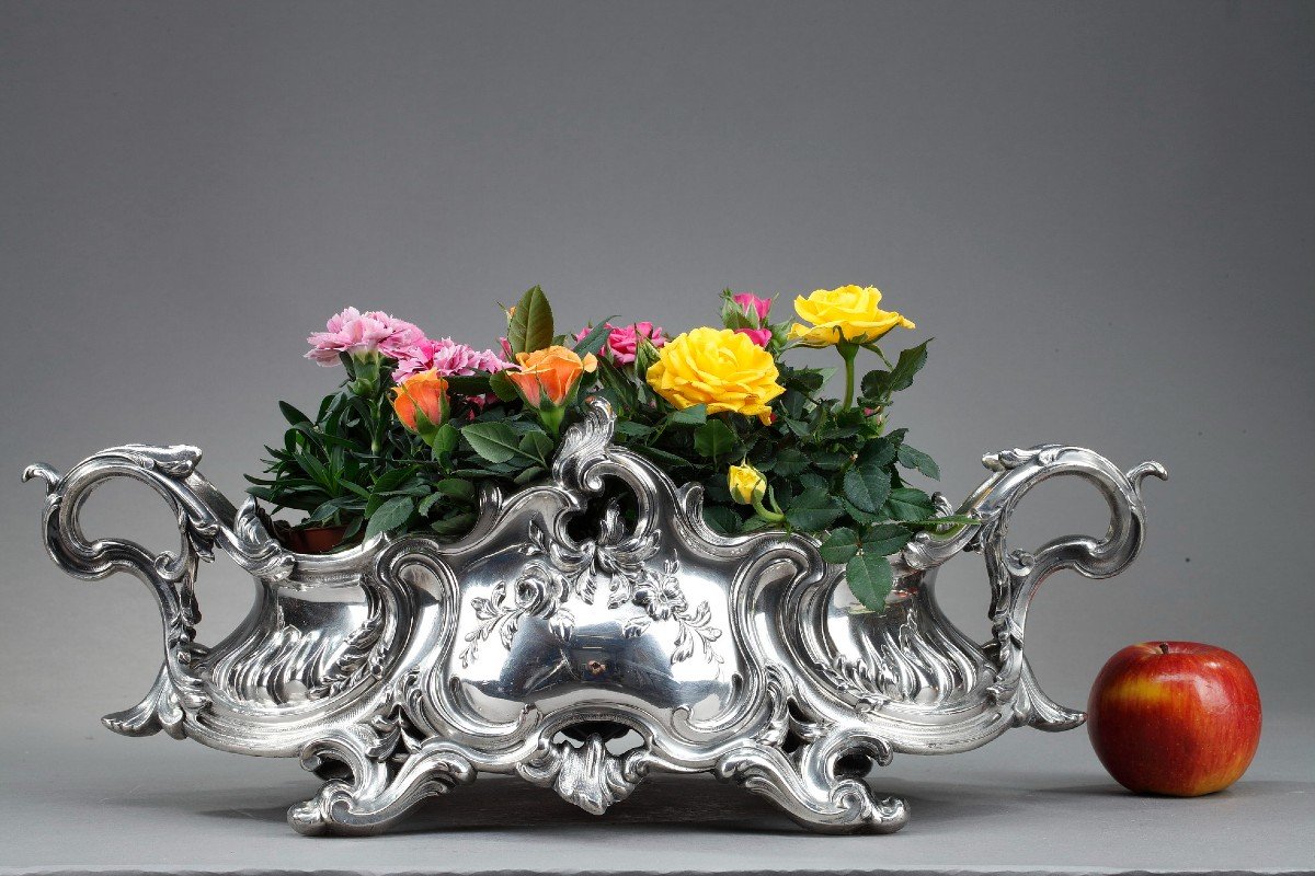 Louis XV Style Centerpiece In Silver Bronze, Napoleon III Period-photo-2