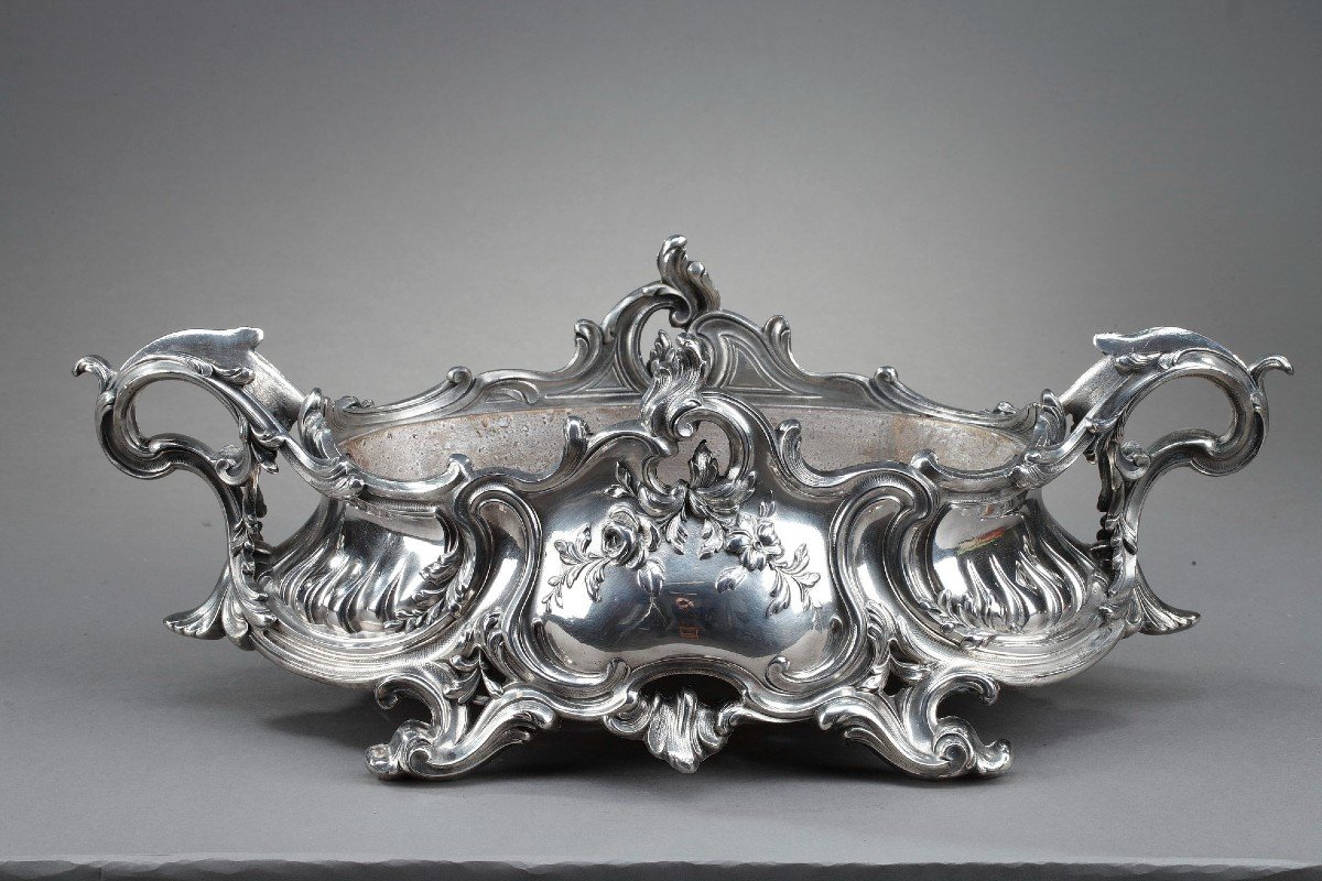 Louis XV Style Centerpiece In Silver Bronze, Napoleon III Period-photo-3