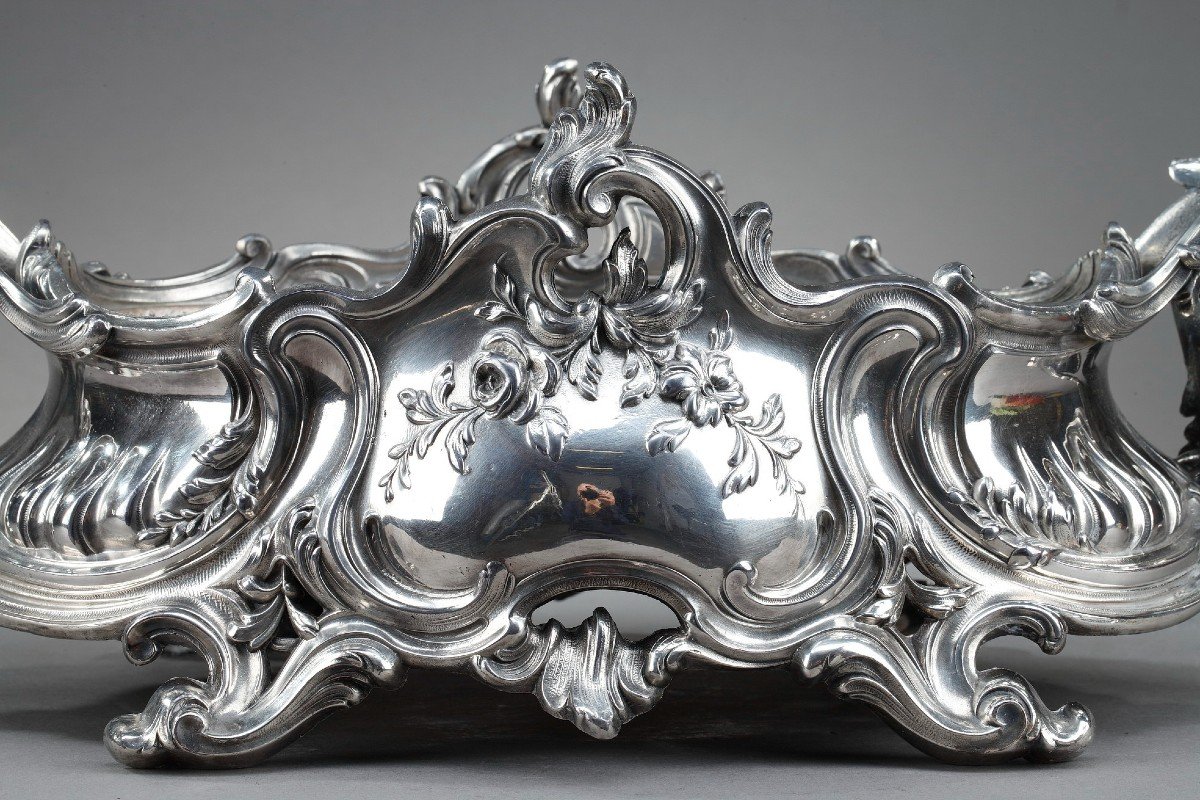 Louis XV Style Centerpiece In Silver Bronze, Napoleon III Period-photo-1