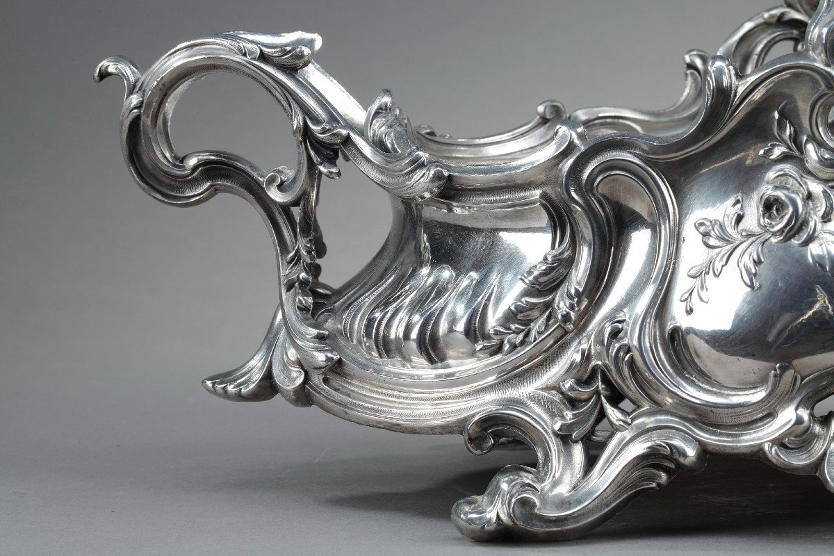 Louis XV Style Centerpiece In Silver Bronze, Napoleon III Period-photo-3