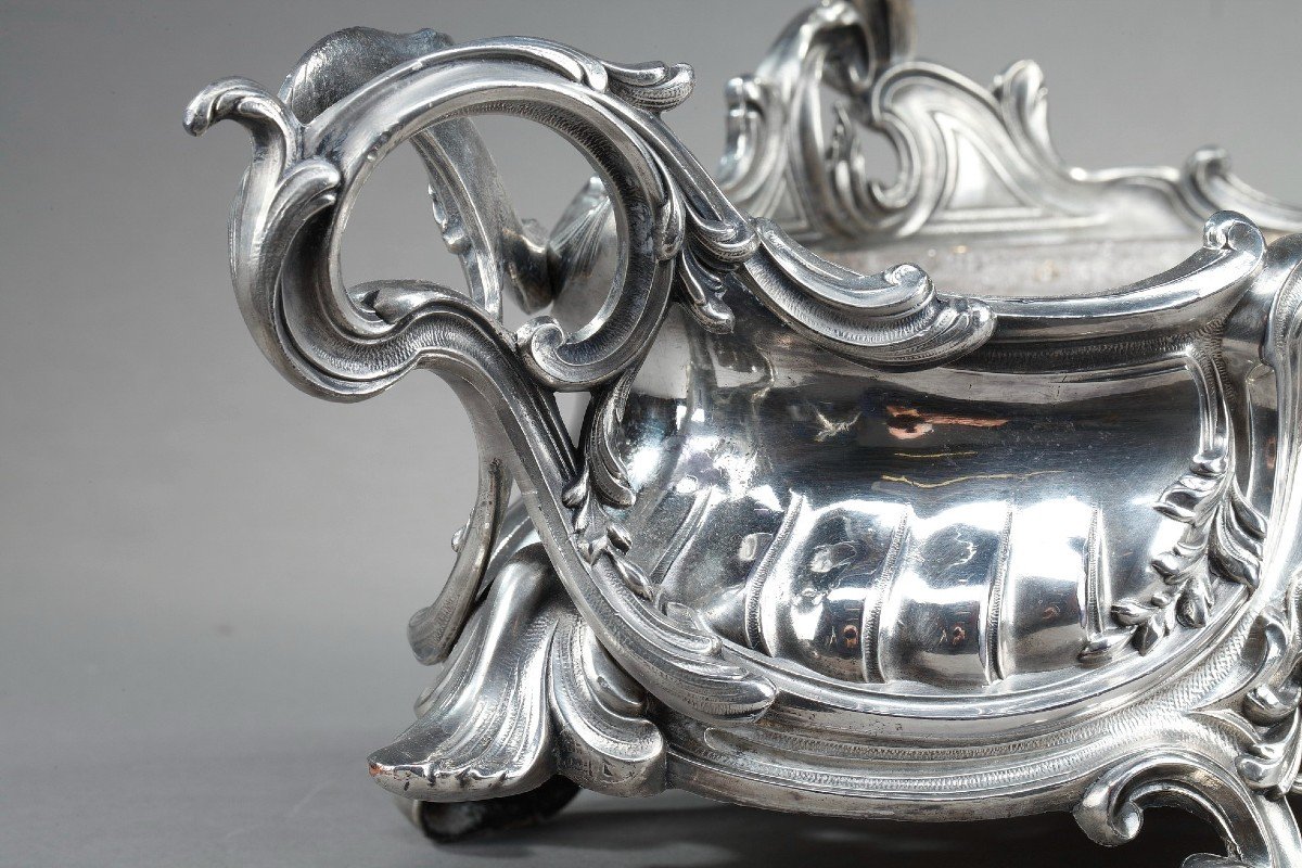 Louis XV Style Centerpiece In Silver Bronze, Napoleon III Period-photo-5